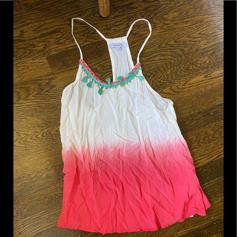 Onda De Mar silk white-pink ombré tank